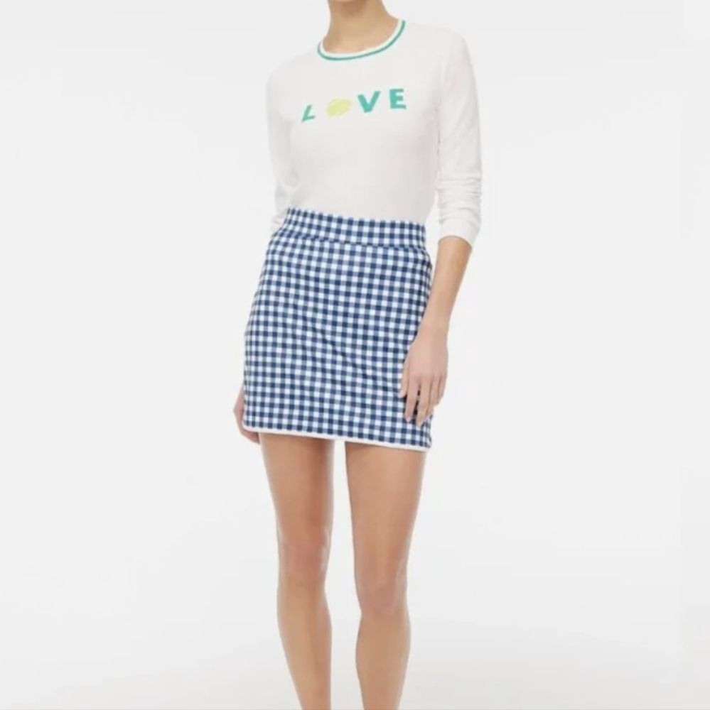 NWT J. Crew Blue Gingham Skort Size M